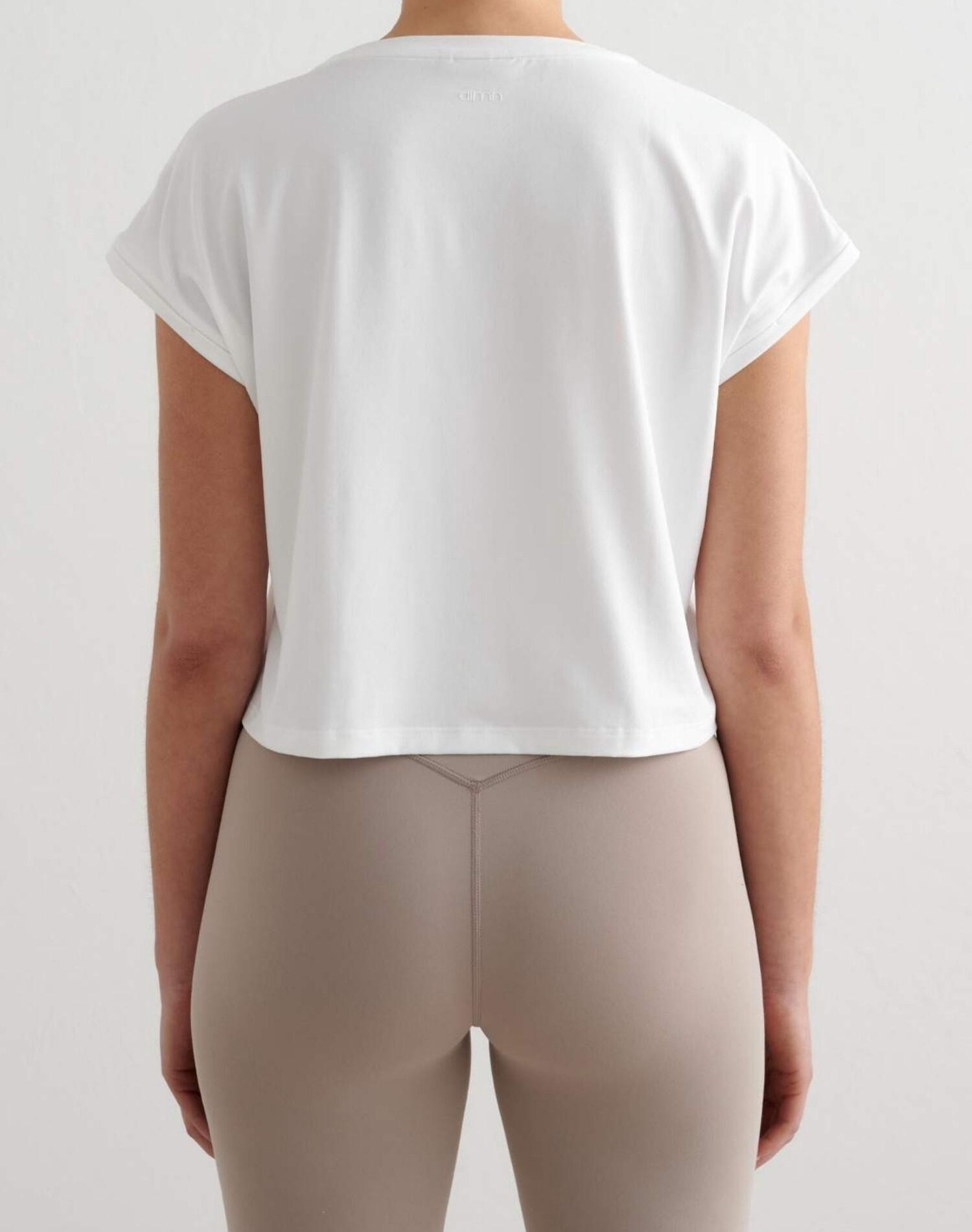 Femme Top d’entraînement Ultra-doux Séchage rapide Soft Basic Roll Sleeve Blanc 2/6
