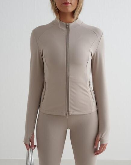 Damen Jacke mit Reißverschluss Dunkelbeige