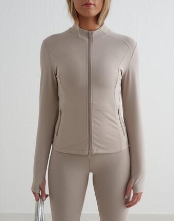 Damen Jacke mit Reißverschluss Mandel Weiß