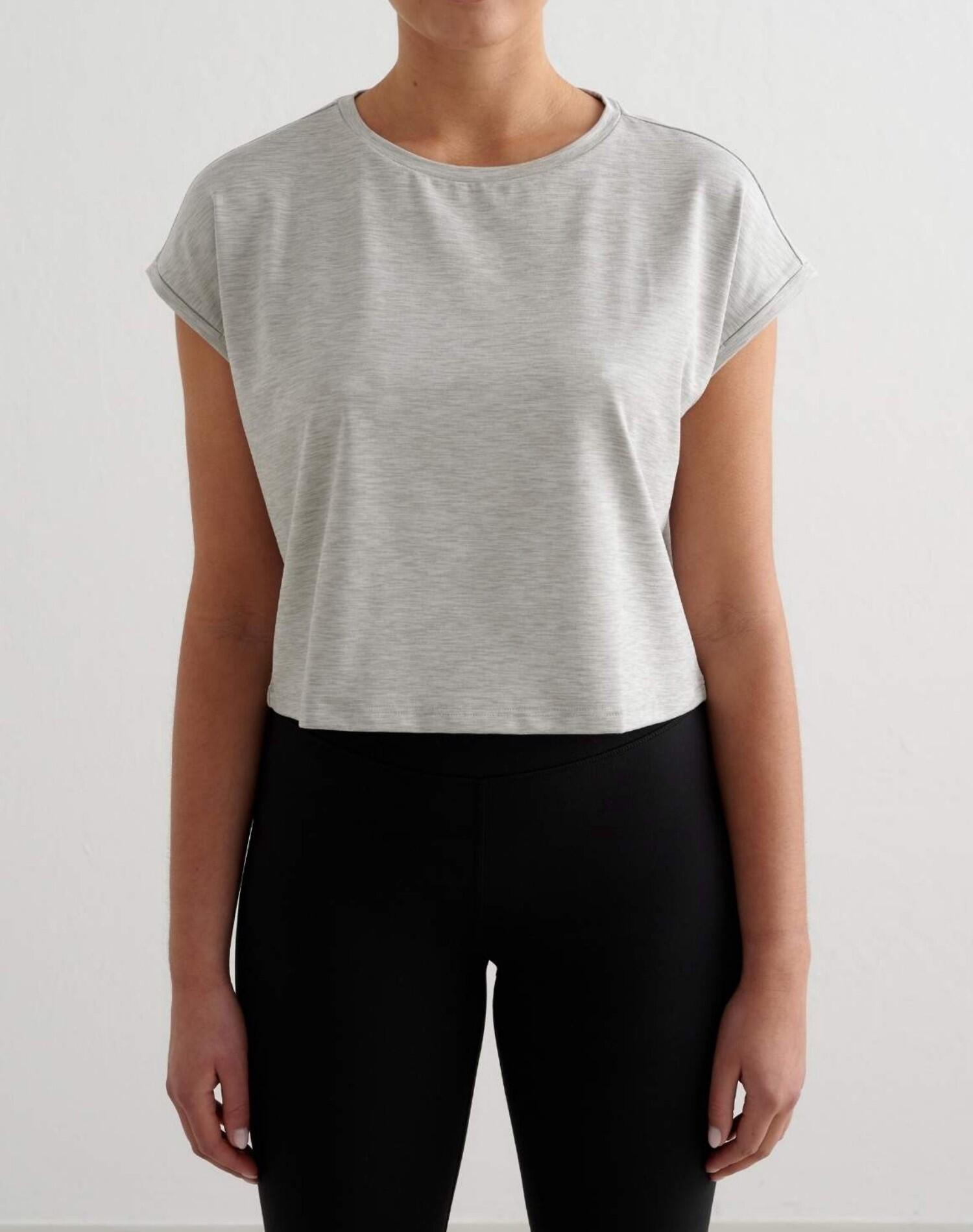 Damski top treningowy ultramiękki second skin, szybkoschnący Soft Basic szary