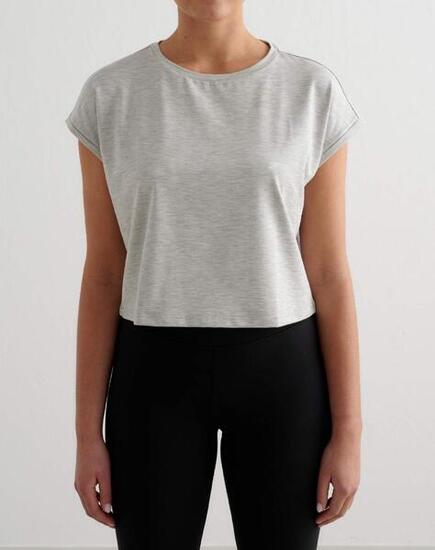 Femme Top d’entraînement Ultra-doux Séchage rapide Soft Basic Roll Sleeve Gris