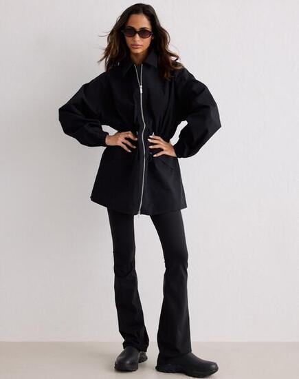 Femme Veste Zippée Imperméable Noir