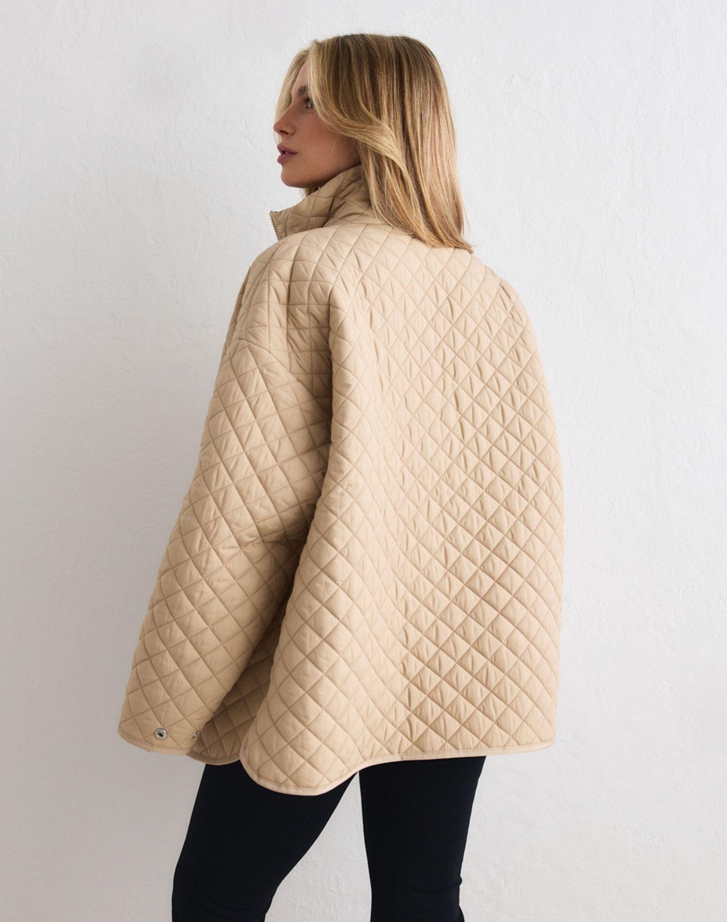 Femme Veste Déperlante Oversize Matelassée Beige 2/6