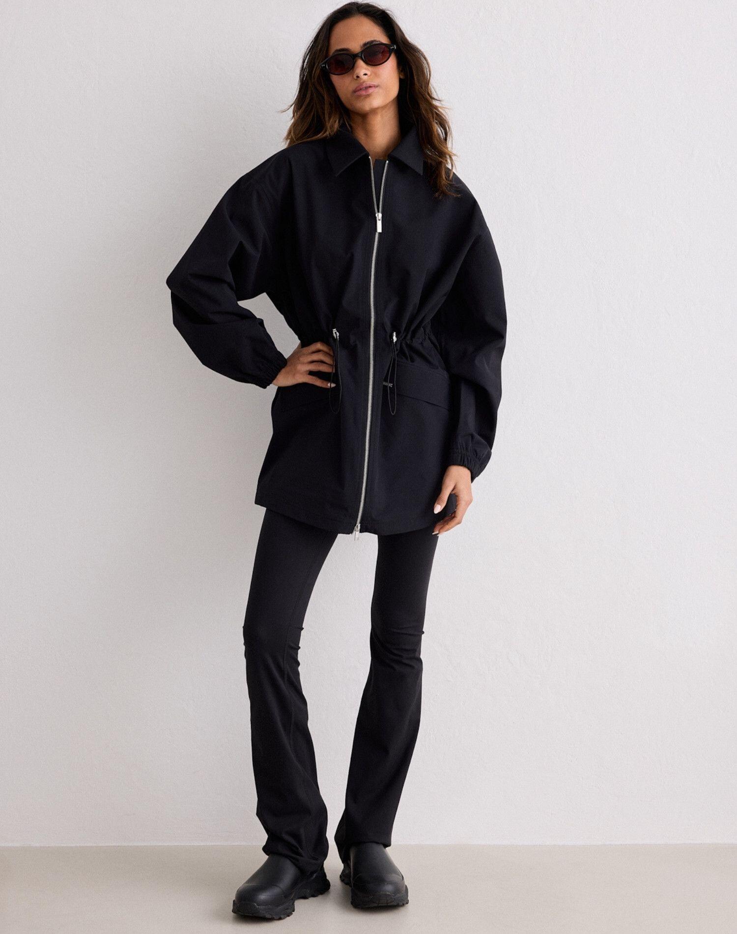 Femme Veste Zippée Imperméable Noir 4/5