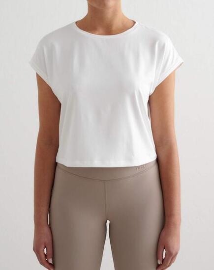Femme Top d’entraînement Ultra-doux Séchage rapide Soft Basic Roll Sleeve Blanc