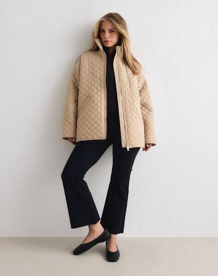 Femme Veste Déperlante Oversize Matelassée Beige