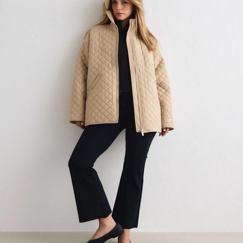 Women's Jacket Quilted Water-Repellent Oversized Beige