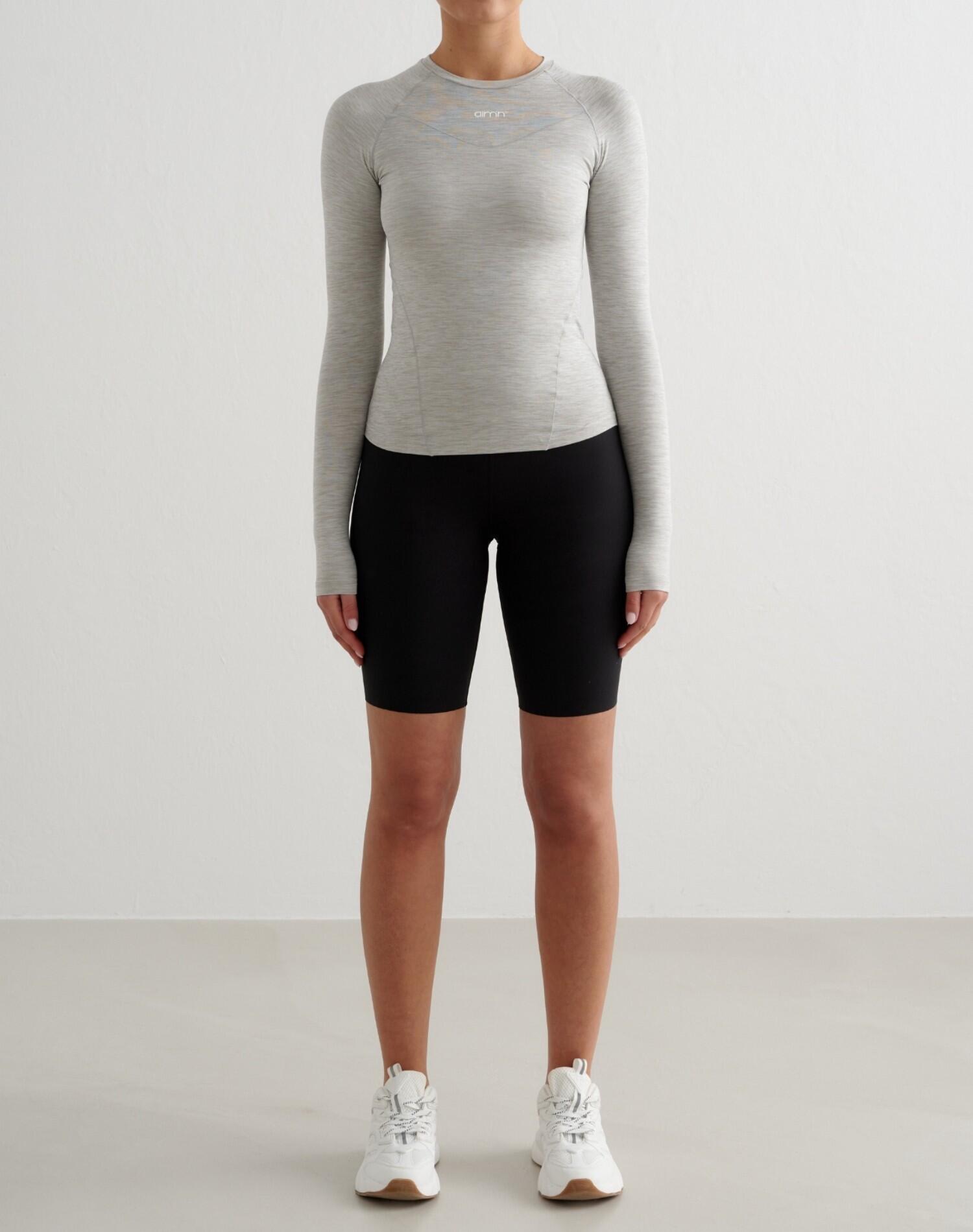 Femme T-shirt Manches Longues Doux Évacuant l'humidité Gris Mélangé 4/6