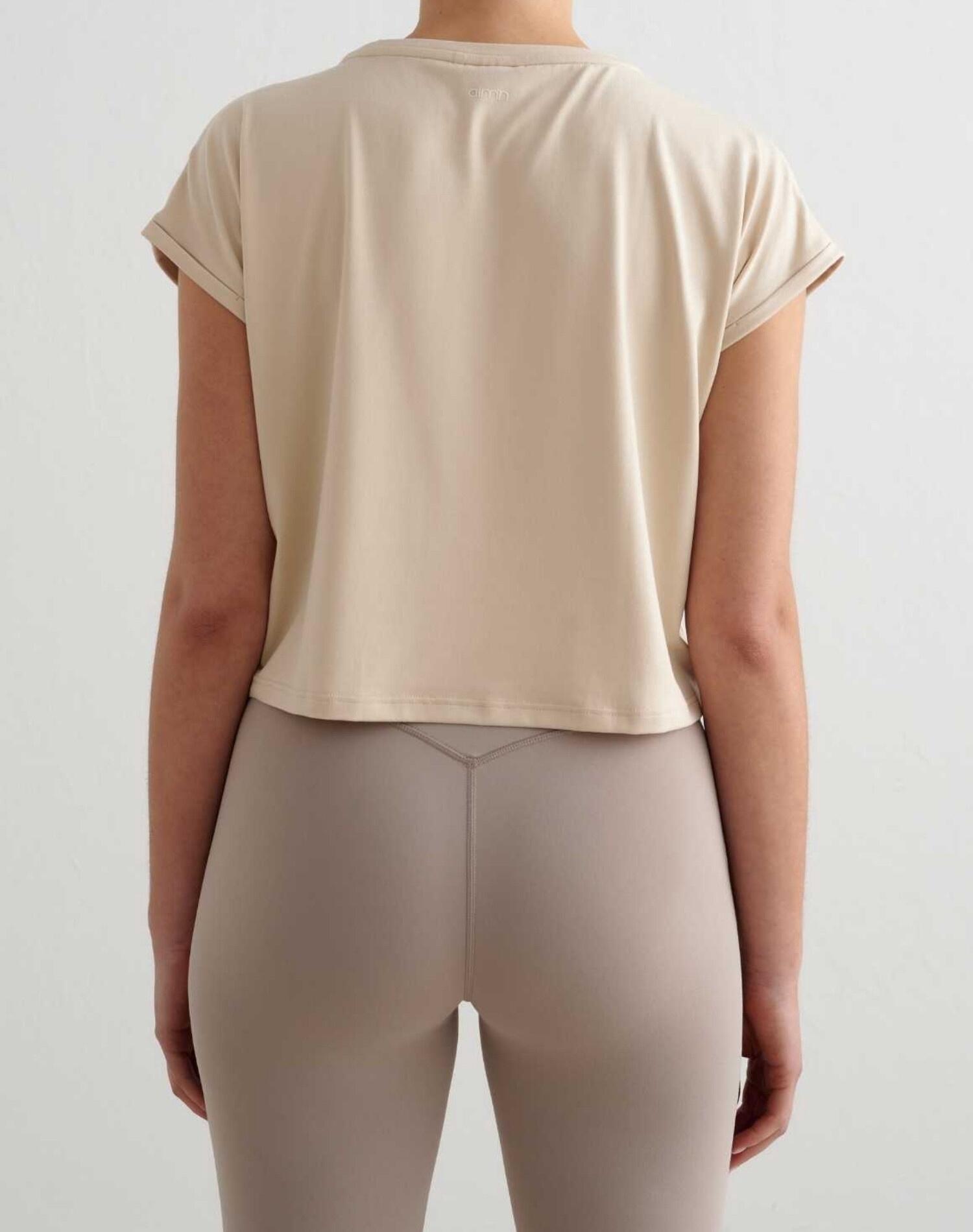 Dames Trainingsshirt met Oprolbare Mouwen Zacht Vochtregulerend Crème 2/6