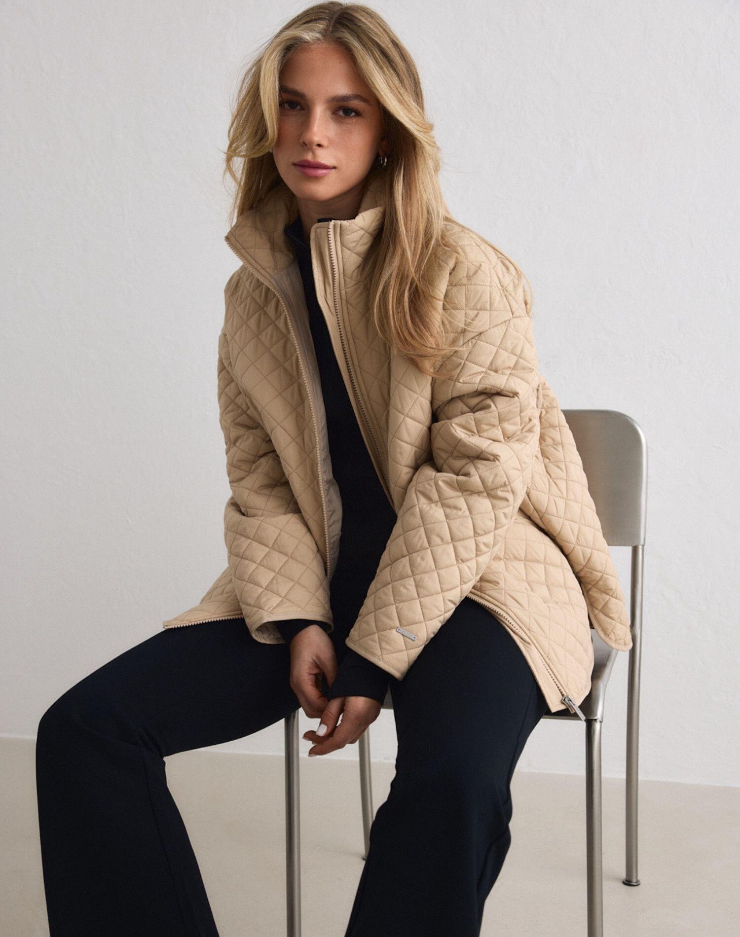 Femme Veste Déperlante Oversize Matelassée Beige 4/6