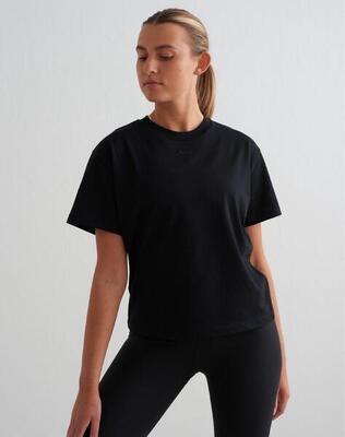 Dames t-shirt met korte mouwen los zwart