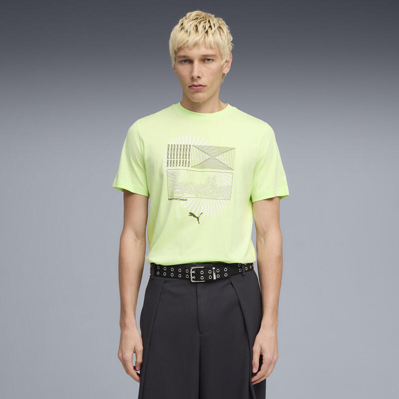 Tricou bărbați grafică geometrică, alb PUMA