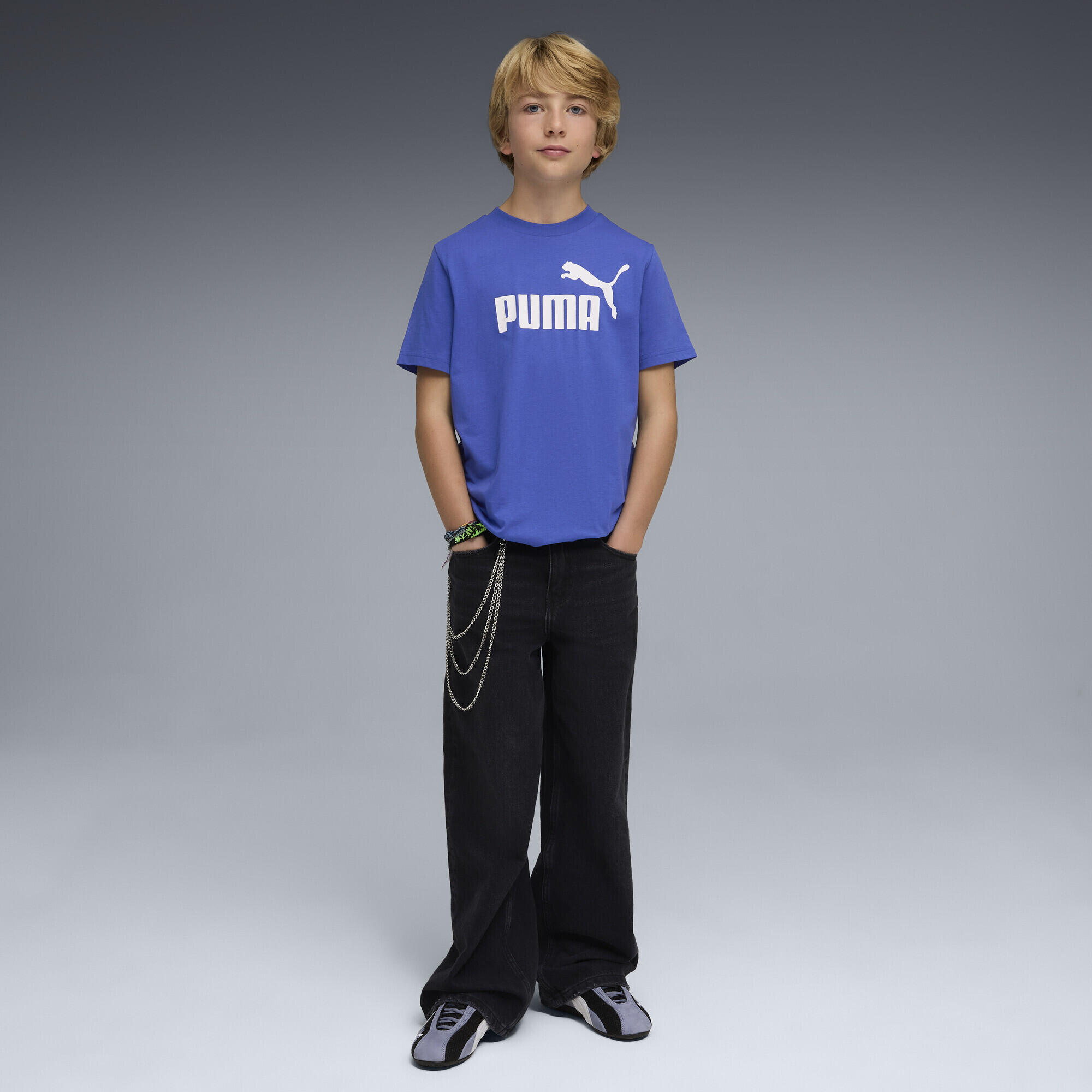 Tricou fitness copii logo, mânecă scurtă Ess No. 1 Logo, verde PUMA 4/5