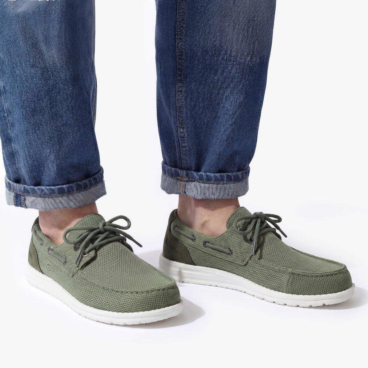 Scarpe da barca Socoa verde kaki in maglia elasticizzata 2/6
