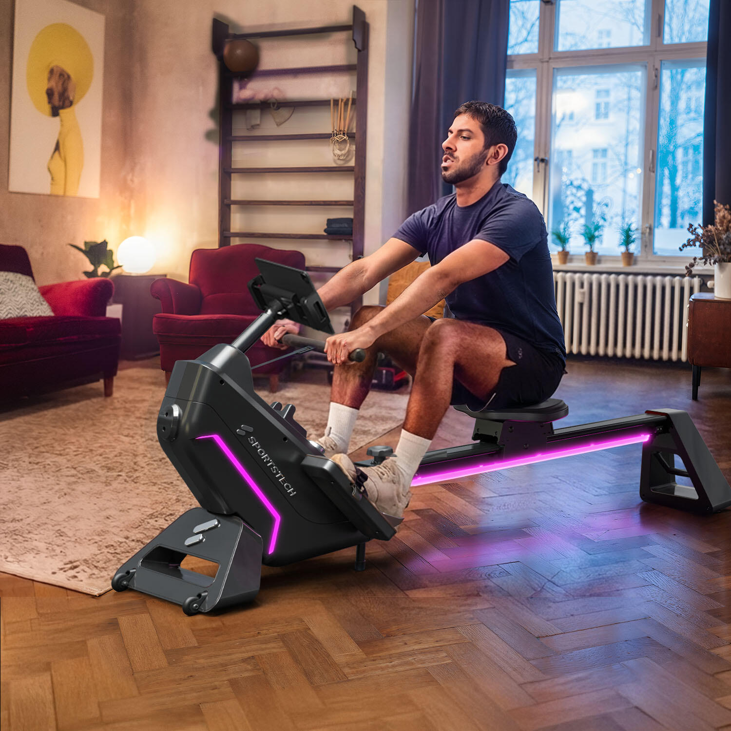 sRow Lite Sportstech Rameur Magnétique, Pliable, Silencieux, 24 Niveaux 2/8