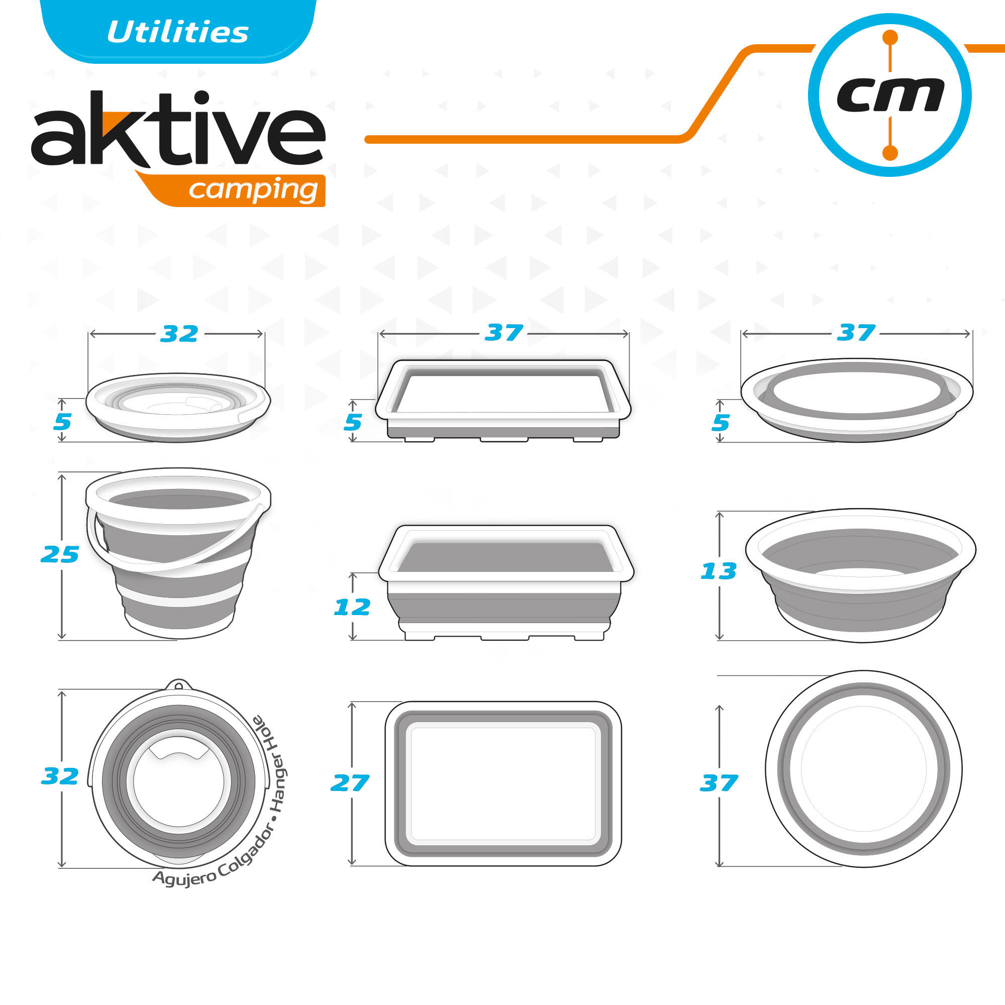 Cubo, barreño y cubeta plegable Aktive 5/7