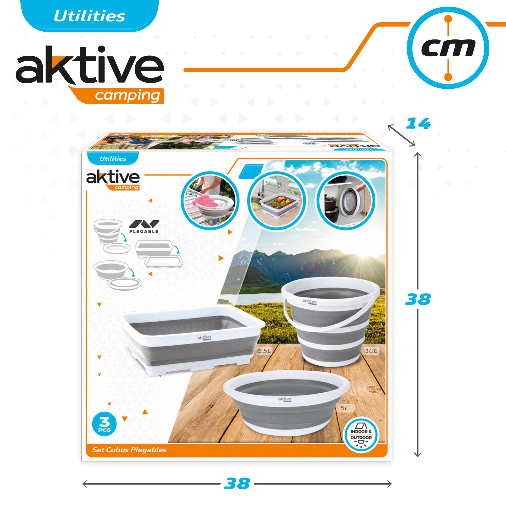 Cubo, barreño y cubeta plegable Aktive 6/7