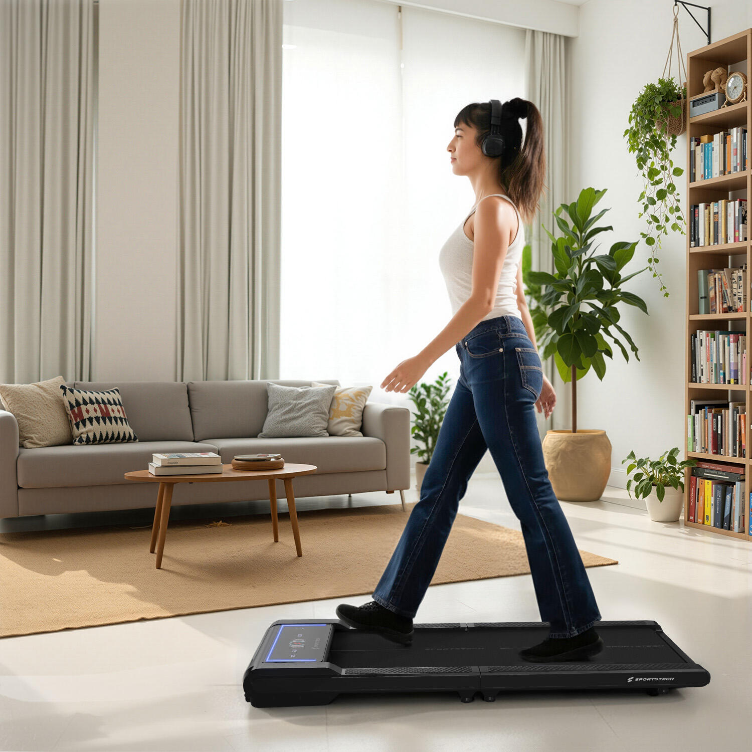 Tapis de course sWalk Fold - 4 programmes préinstallés, LED 7 couleurs 3/8