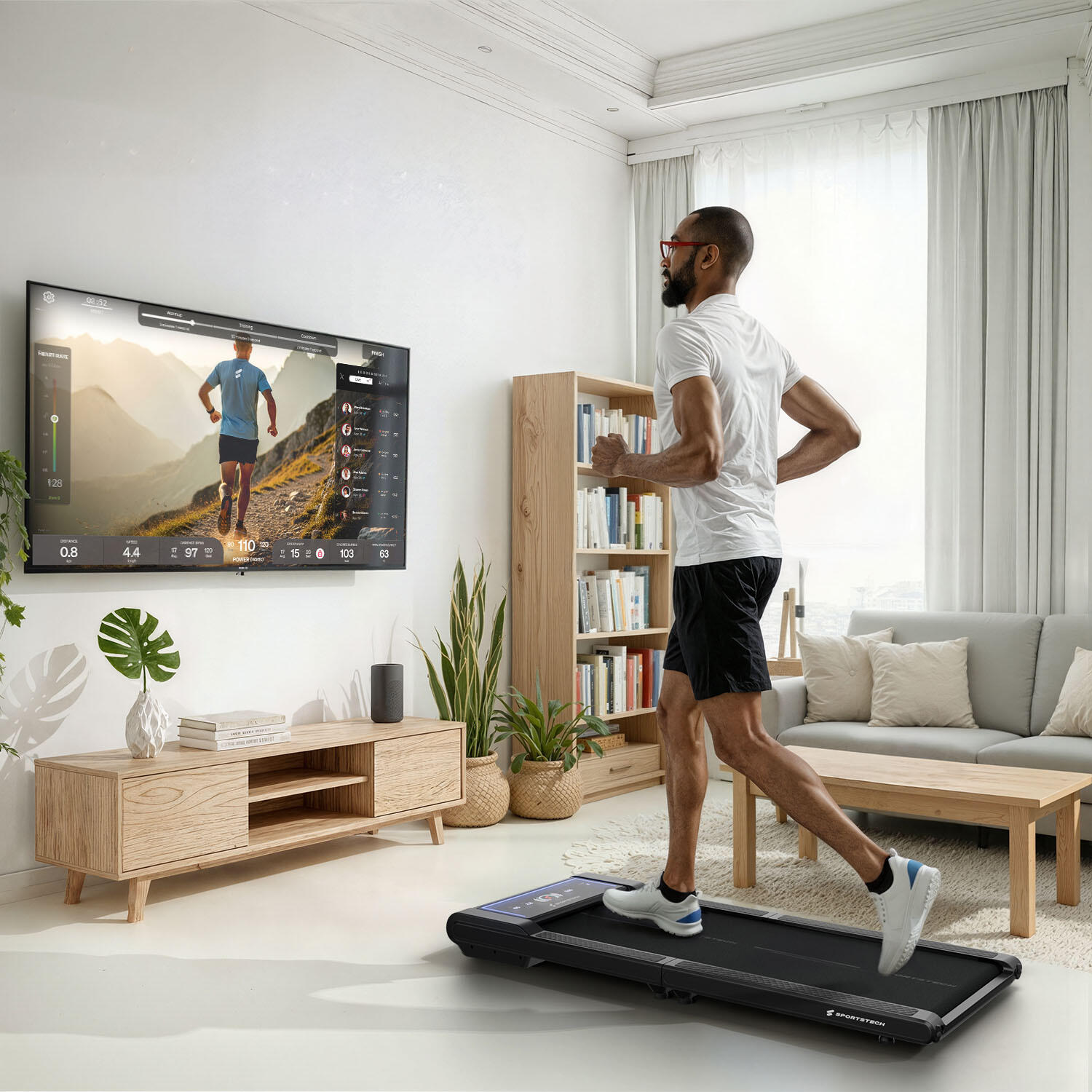 Tapis de course sWalk Fold - 4 programmes préinstallés, LED 7 couleurs 7/8