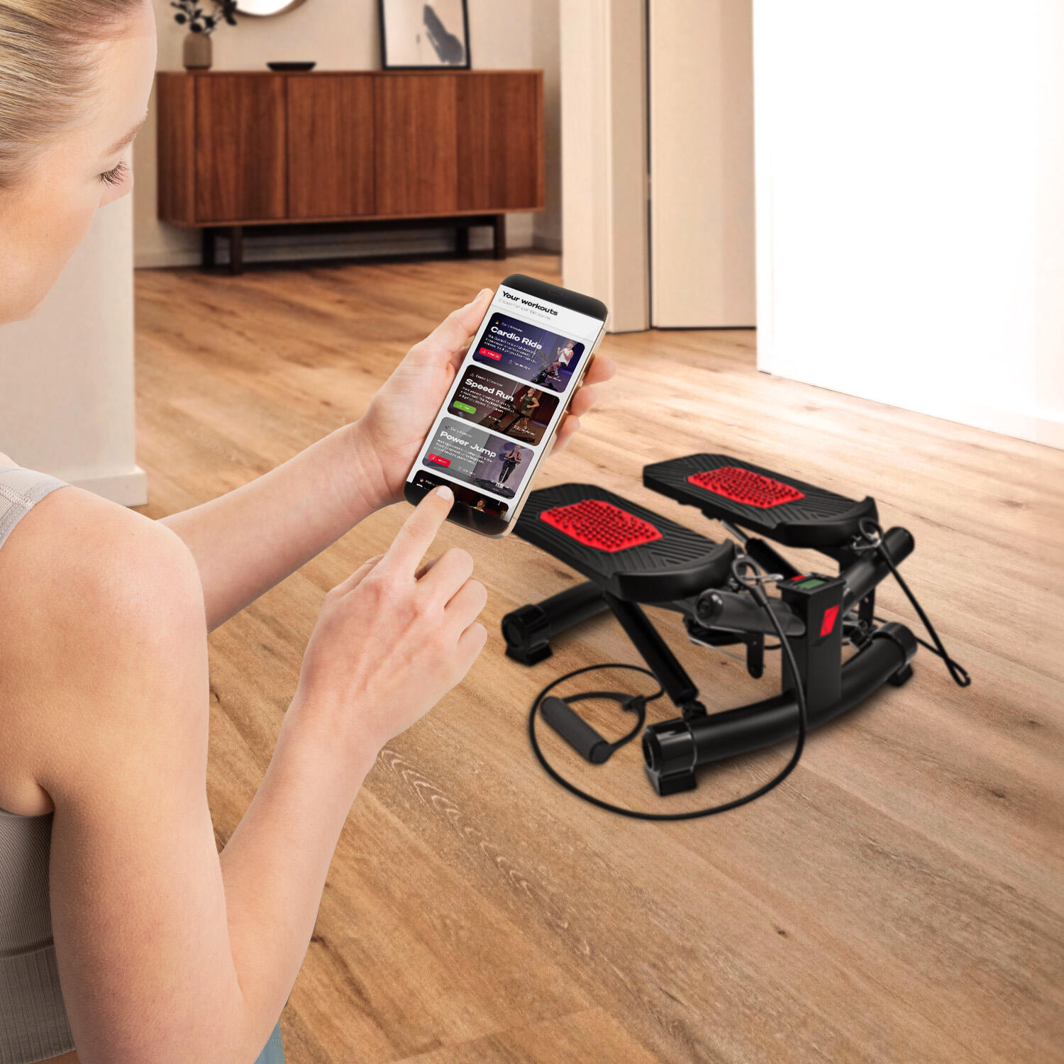 STX300 Twister Stepper mit Power Ropes, Drehstepper mit Multifunktions-Display 7/8