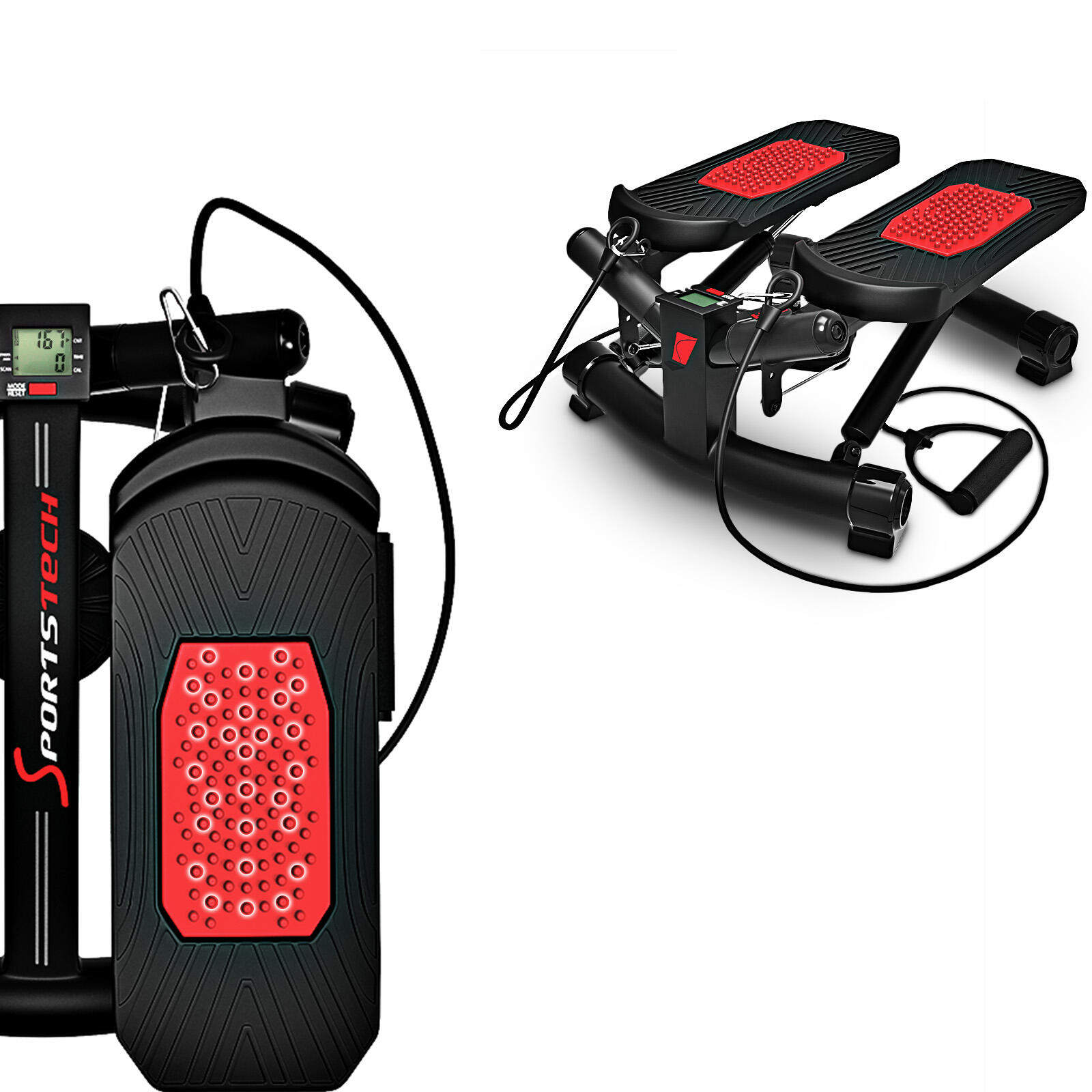 STX300 Twister Stepper mit Power Ropes, Drehstepper mit Multifunktions-Display 4/8