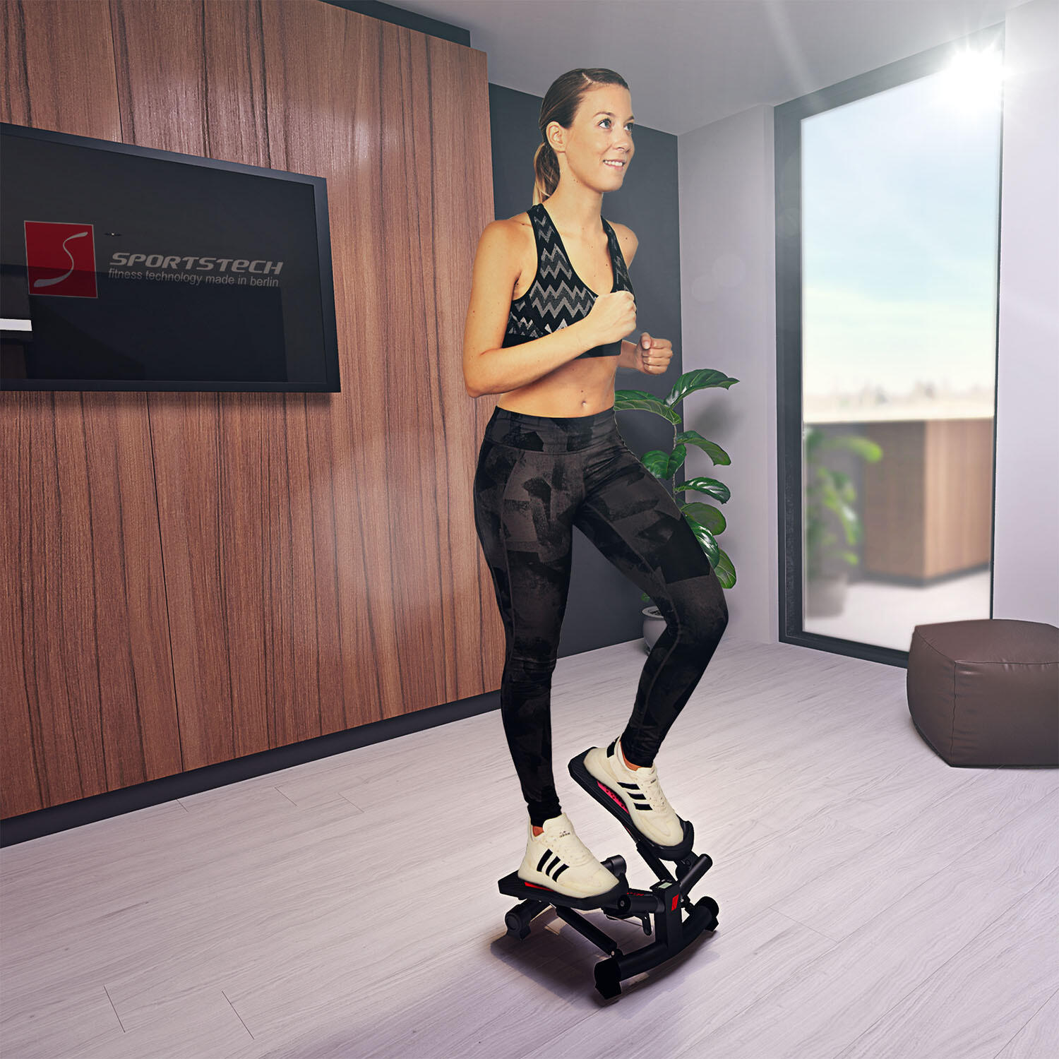 STX300 Twister Stepper mit Power Ropes, Drehstepper mit Multifunktions-Display 6/8