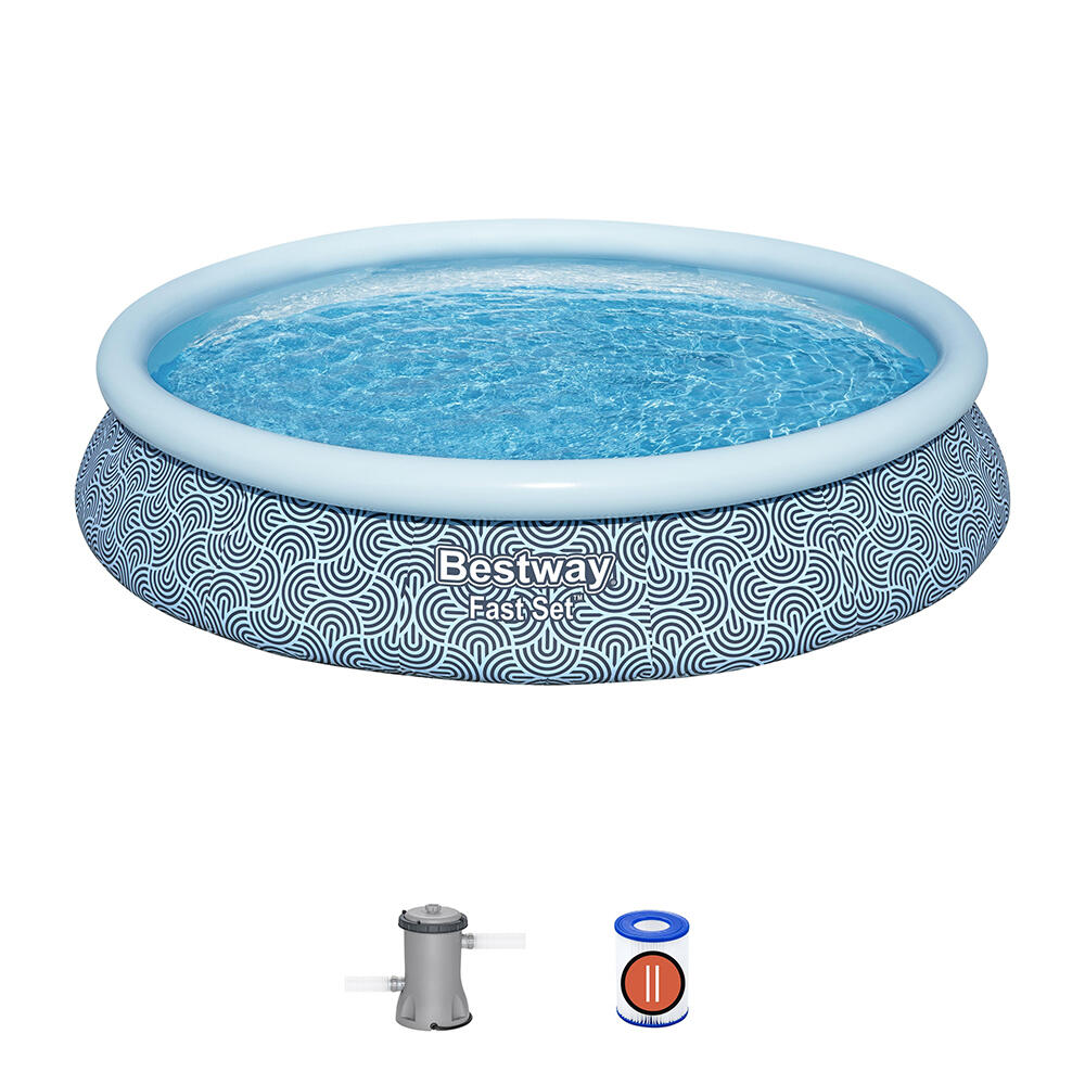 Bestway Fast Set rundes aufblasbares Auf stellpool-Set 457 x 84cm 3/7