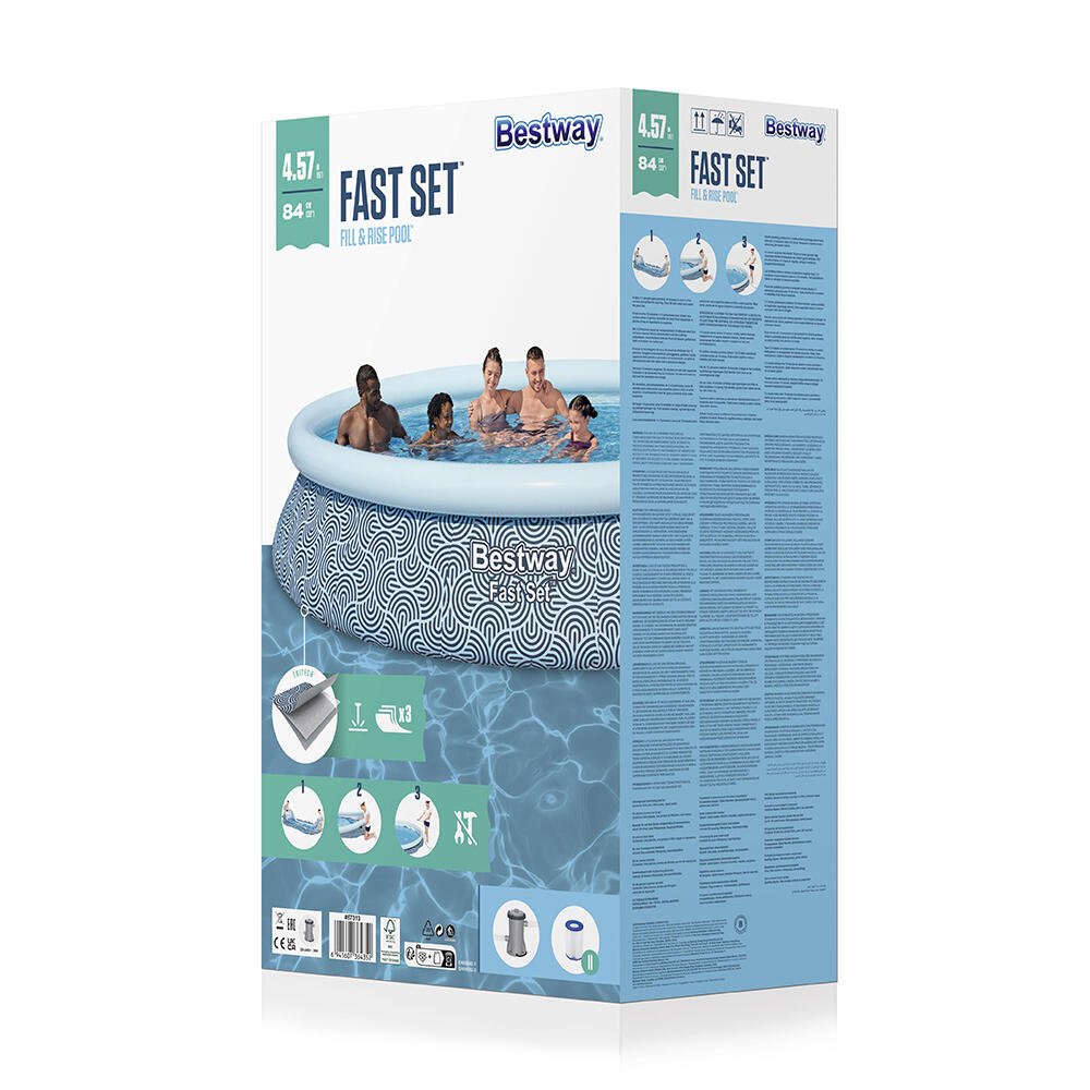 Bestway Fast Set rundes aufblasbares Auf stellpool-Set 457 x 84cm 4/7