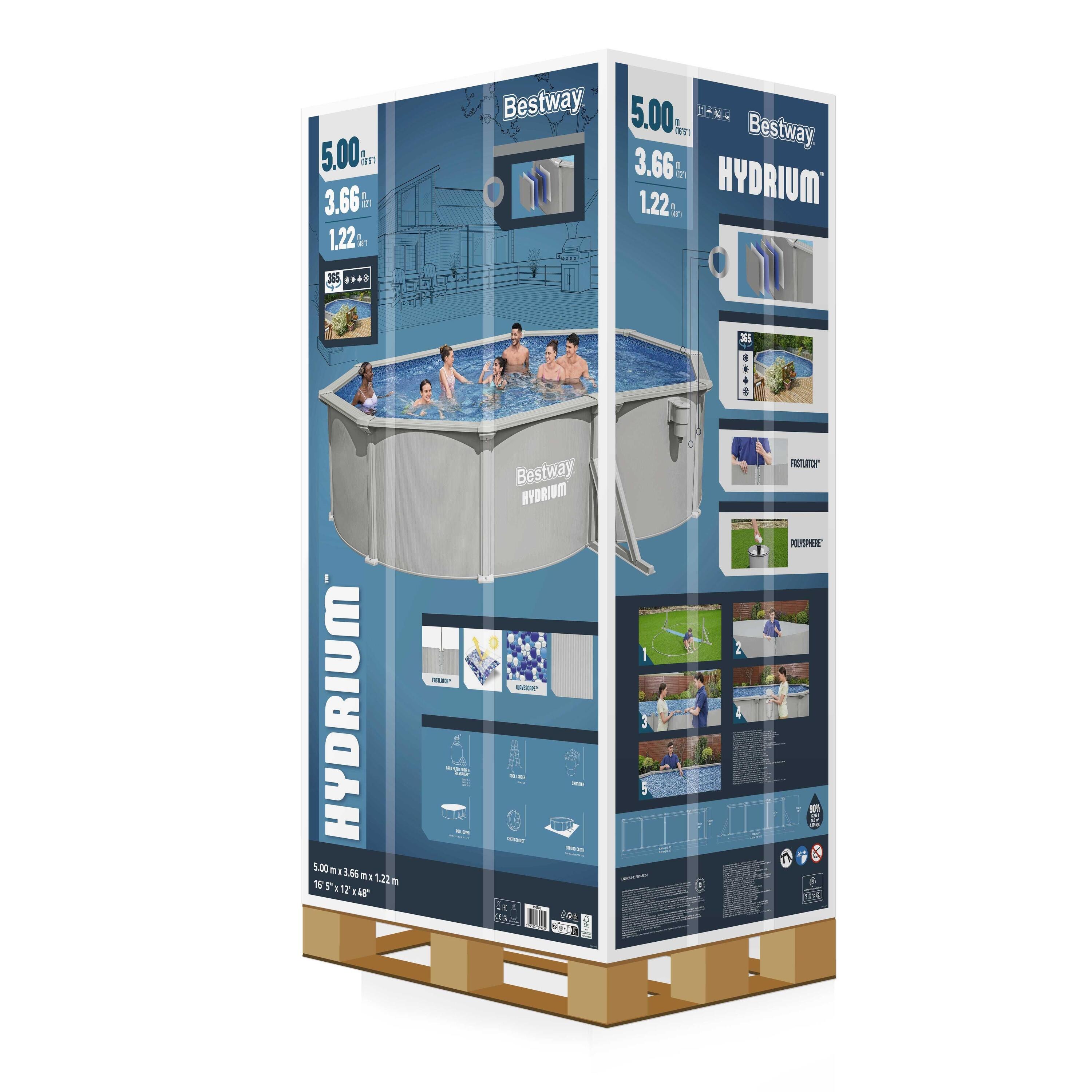 Bestway  Hydrium 5.00 m x 3.66 m x 1.22 m Oval Steel Wall Above Ground Pool Set 5/7