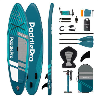 Paddlepro sup board pro - met zitje - 320cm - max 150kg - blauwgroen