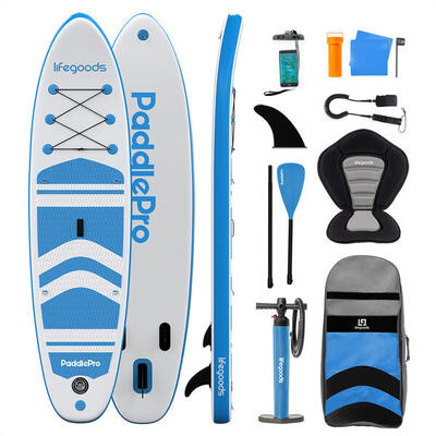 Paddlepro sup board - met zitje - 320cm - max 150kg - wit/lichtblauw
