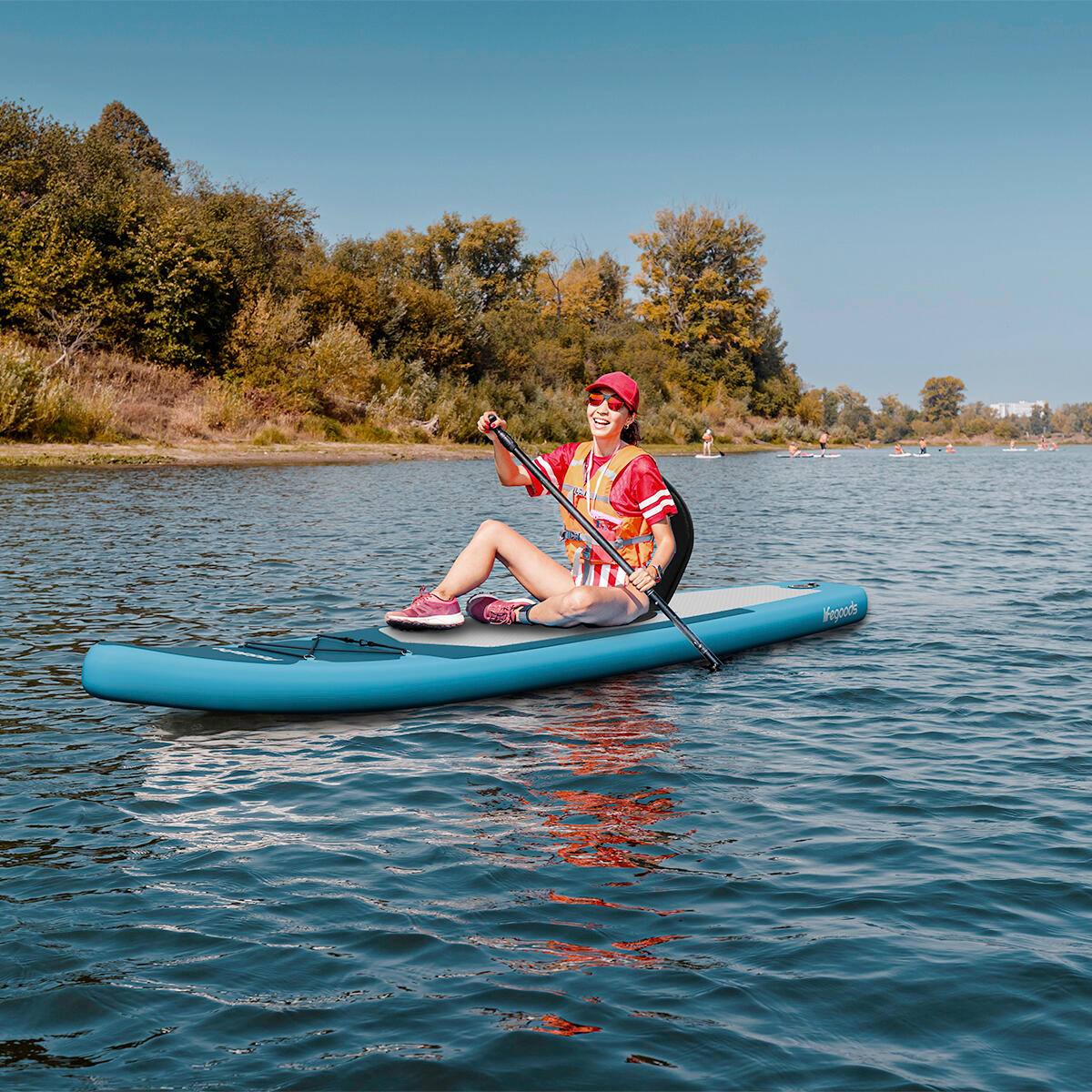 SUP Board Touring - complete set - met zitje - 365cm - max 165kg - Blauw 2/3