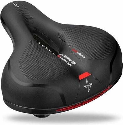 Voltano fietszadel met gelpads - zwart/rood - unisex - zadelstrop