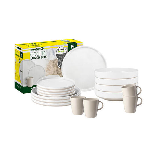 Campinggeschirr Melamin Ess Geschirr Set Lunch Box 16 tlg Camping Reise Teller