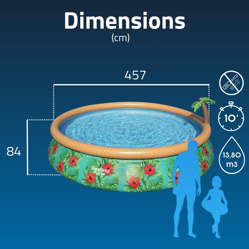 Bestway Piscine gonflable ronde Bestway Fast Set 457 x 84 cm décor tropical 3/7