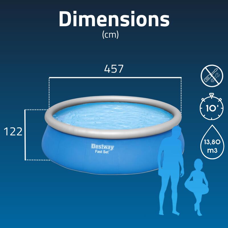 Bestway Piscine gonflable ronde Bestway Fast Set 457 x 122 cm bleu 3/7