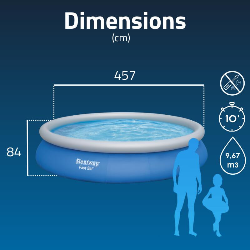 Bestway Piscine gonflable ronde Bestway Fast Set 457 x 84 cm bleu 3/7