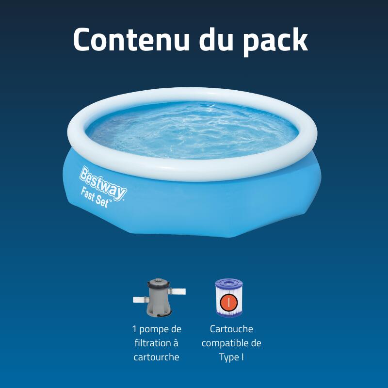 Bestway Piscine gonflable ronde Bestway Fast Set 305 x 76 cm bleu 4/7