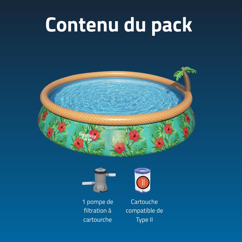 Bestway Piscine gonflable ronde Bestway Fast Set 457 x 84 cm décor tropical 4/7