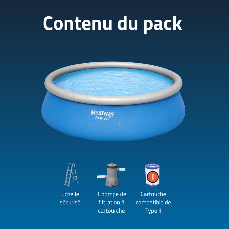 Bestway Piscine gonflable ronde Bestway Fast Set 457 x 122 cm bleu 4/7