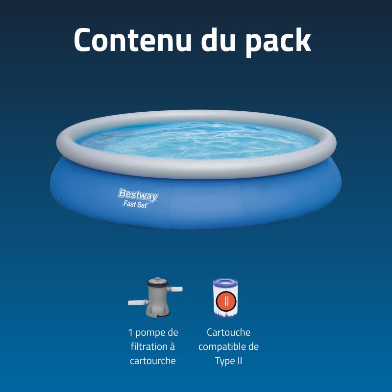 Bestway Piscine gonflable ronde Bestway Fast Set 457 x 84 cm bleu 4/7