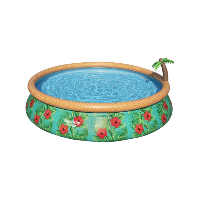 Bestway Piscine gonflable ronde Bestway Fast Set 457 x 84 cm décor tropical 1/7