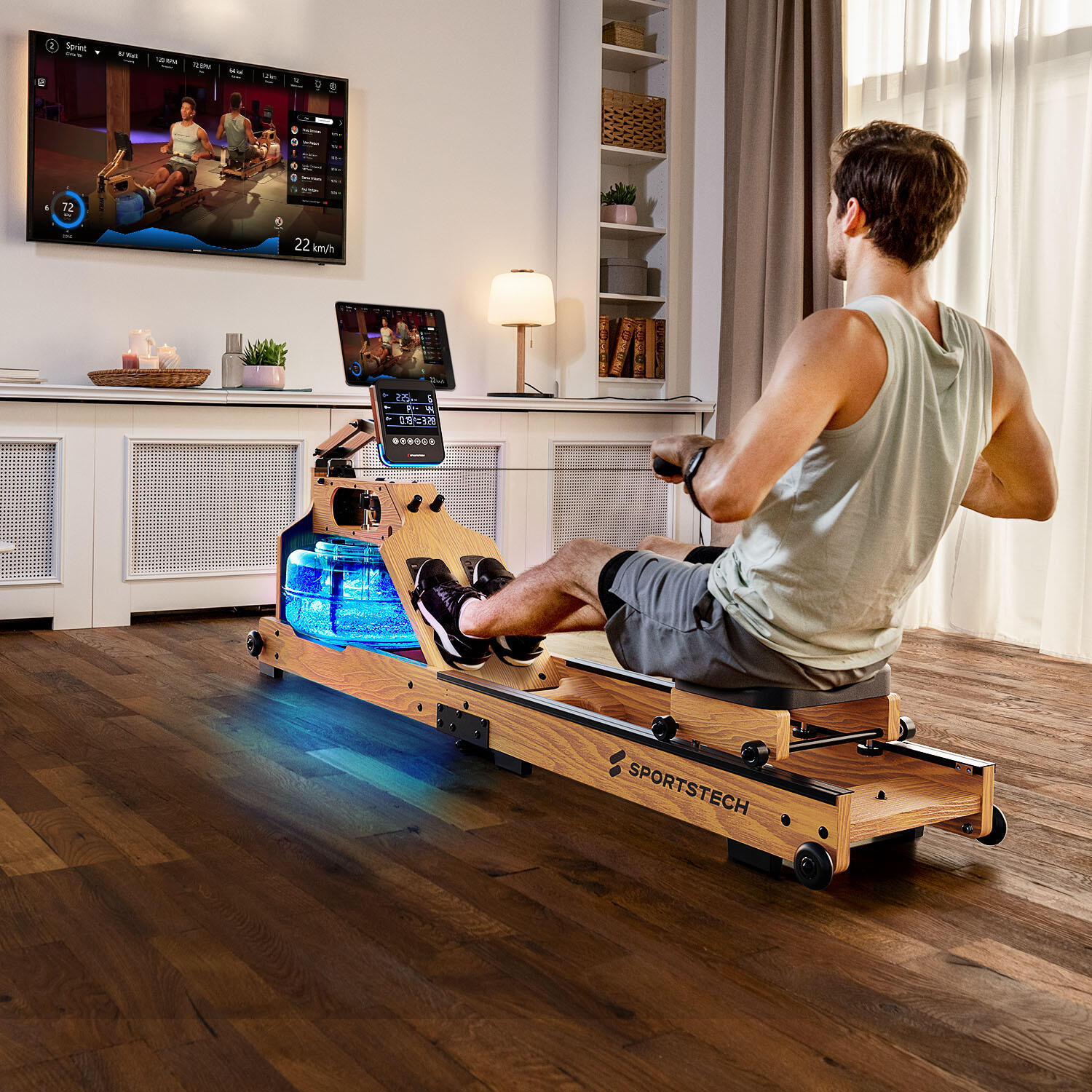 Sportstech Máquina de Remo WRX1000_OAK | Pantalla LCD | Feedback LED | Plegable 3/6