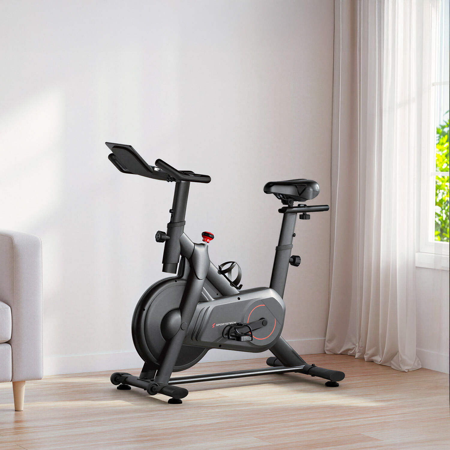 Bicicleta estática Sportstech SX175 con resistencia magnética, pantalla LED, 120 3/7