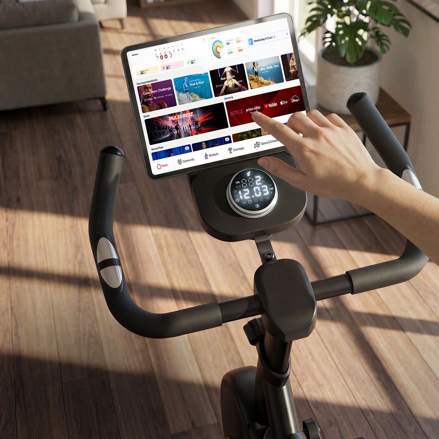 Bicicleta estática Sportstech SX175 con resistencia magnética, pantalla LED, 120 4/7