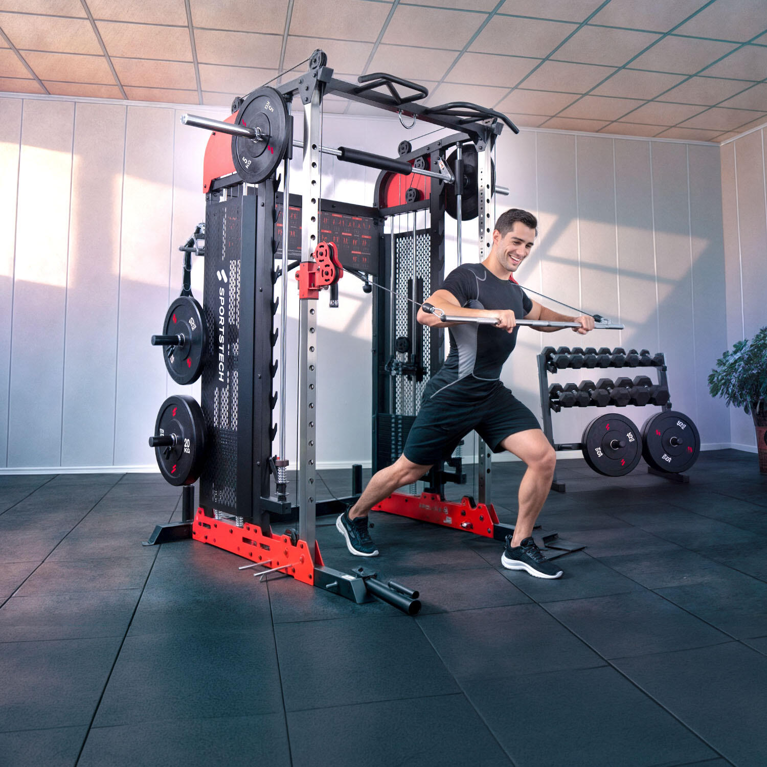 Sportstech SXM200 Smith Machine | Power Rack | Traction à câble | Tractions 4/7