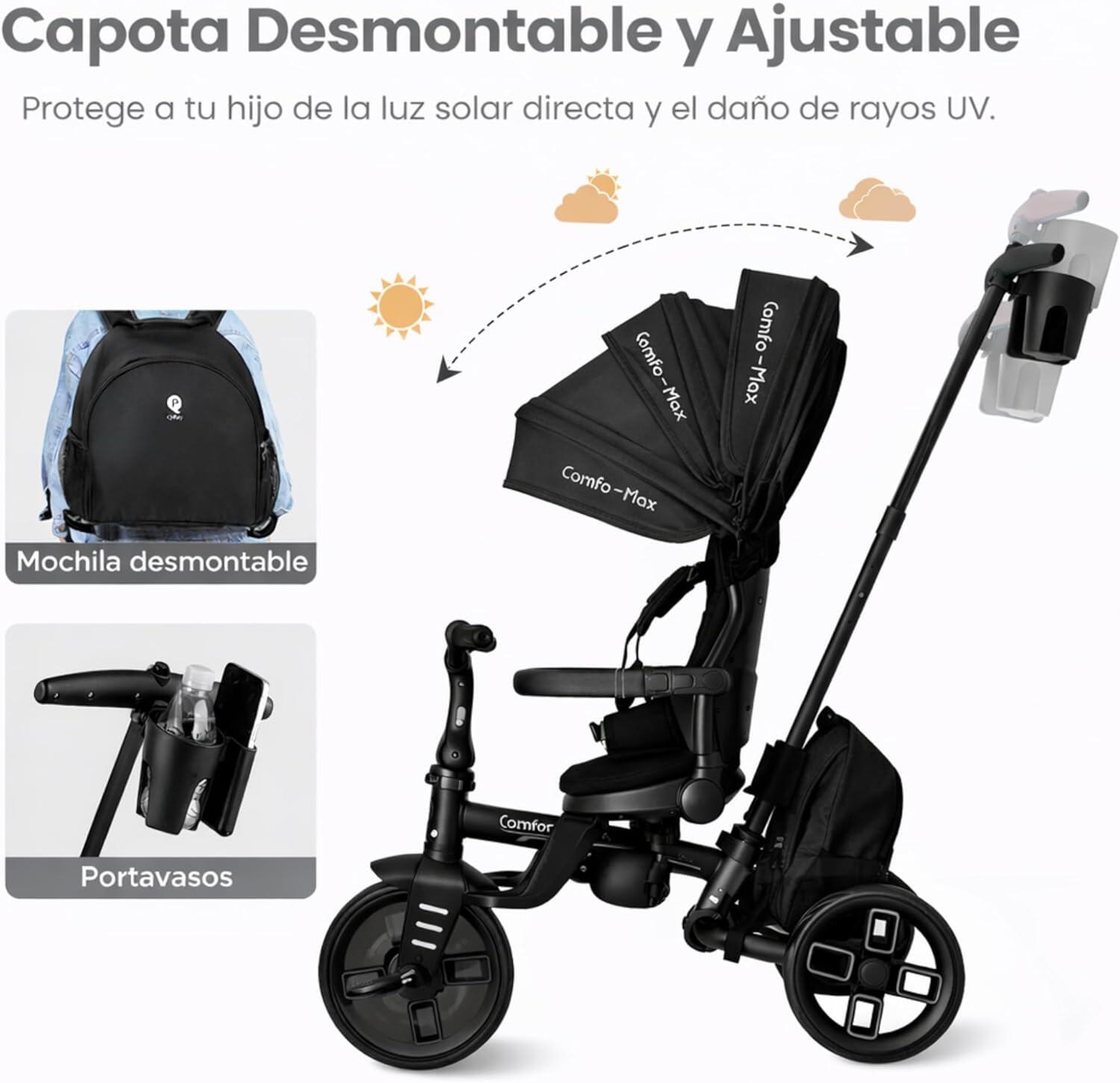 Devessport - Triciclo Evolutivo Qplay Comfo Max 8 em 1 Preto / 10-72 meses 5/7