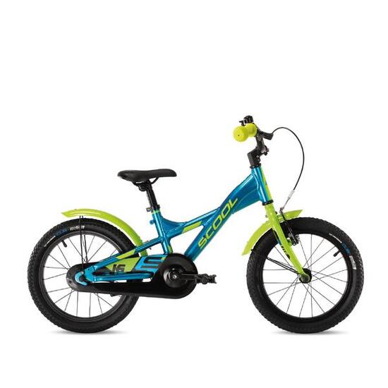 XXlite, 16 Zoll Kinderfahrrad, 1-Gang, Blau/Limette, 100–115 cm, 4–6 Jahre