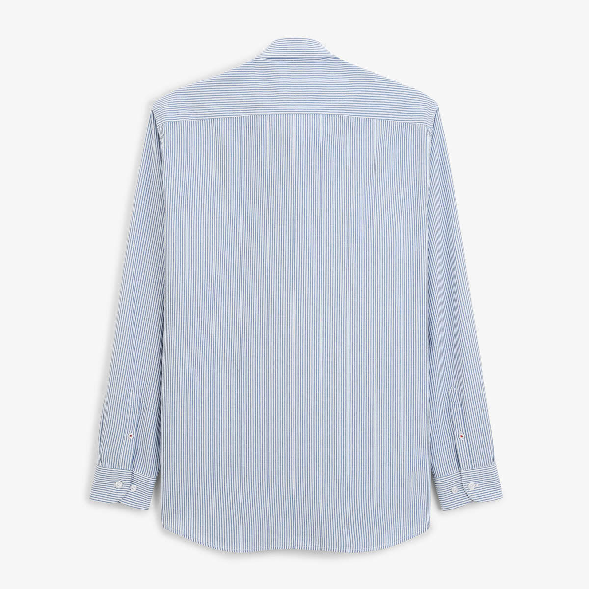 Chemise manches longues coton oxford rayé bleu sashiko 2/4