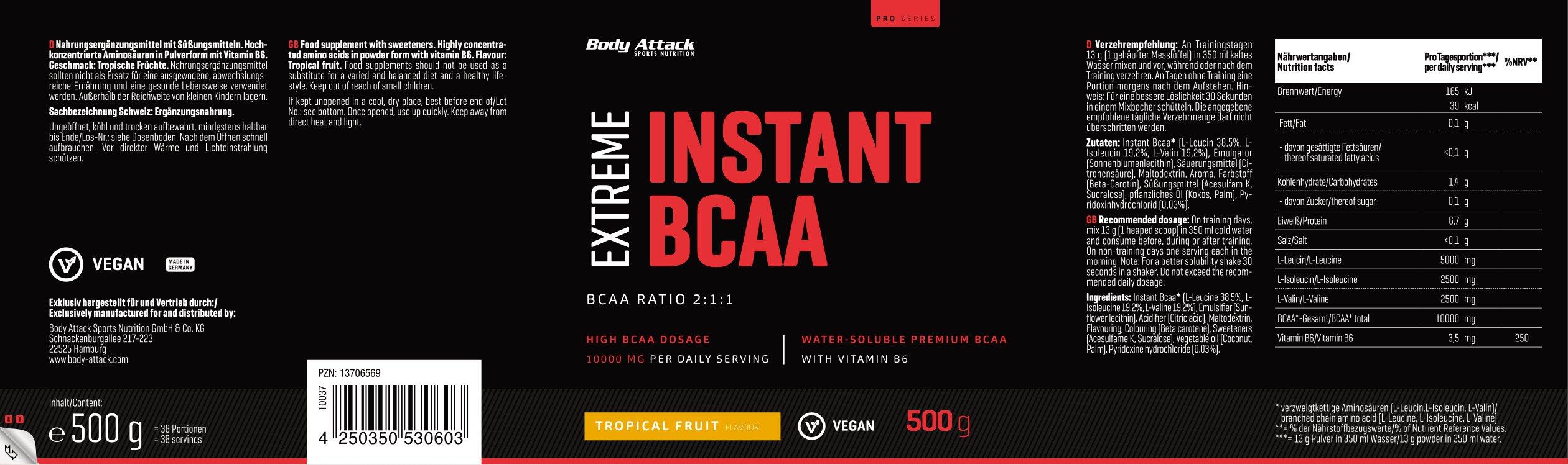 Body Attack Instant BCAA Extreme 500g 2/7